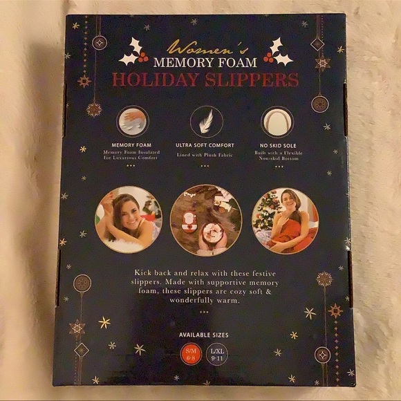 Women’s memory foam holiday winter slippers L/XL 9-11 features Santa - Picture 3 of 3